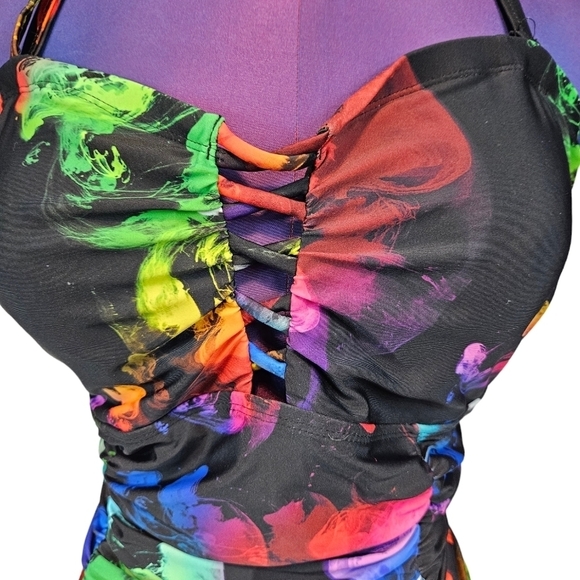 Colocean Colorful Abstract One Piece Swimsuit Tummy Control Size 18/20 Plus - Picture 3 of 10